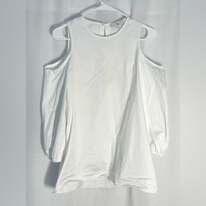 Tibi open shoulder white top